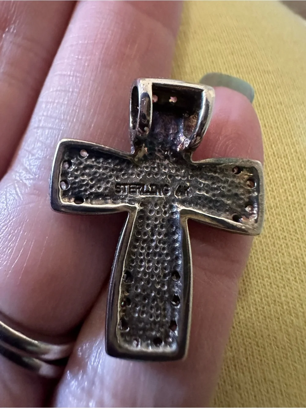 Blue Opal Cross Pendant Necklace Charm - Picture 3 of 6